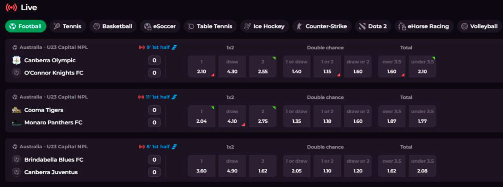 Live betting rockyspin casino
