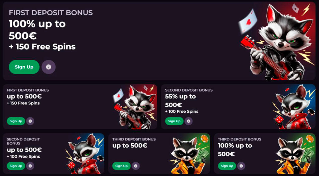 bonus list rockyspin casino